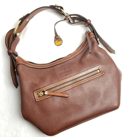 Dooney & Bourke Brown Pebbled Leather Hobo Bag - Picture 3 of 8
